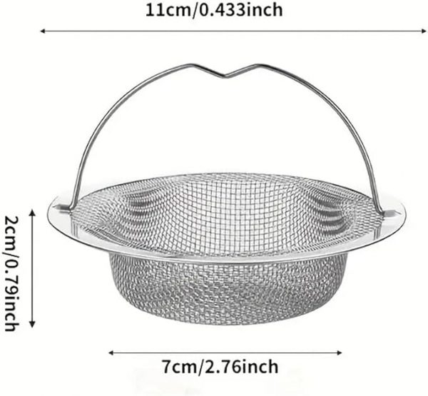 2 filtri per lavello da cucina con manico, in acciaio inossidabile, grande bordo largo 11,4 cm di diametro, per casa, cucina, bagno