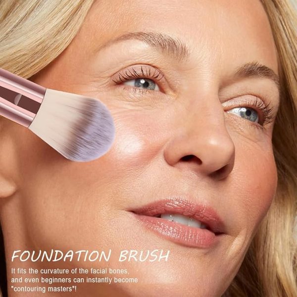 Set di 9 pennelli da trucco per fondotinta, ombretto, liquidi, crema e cipria, per lucidatura, sfumatura e viso
